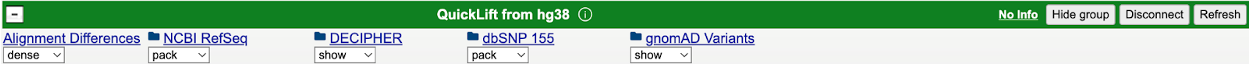 Browser view showing QuickLift converted tracks from a different assembly